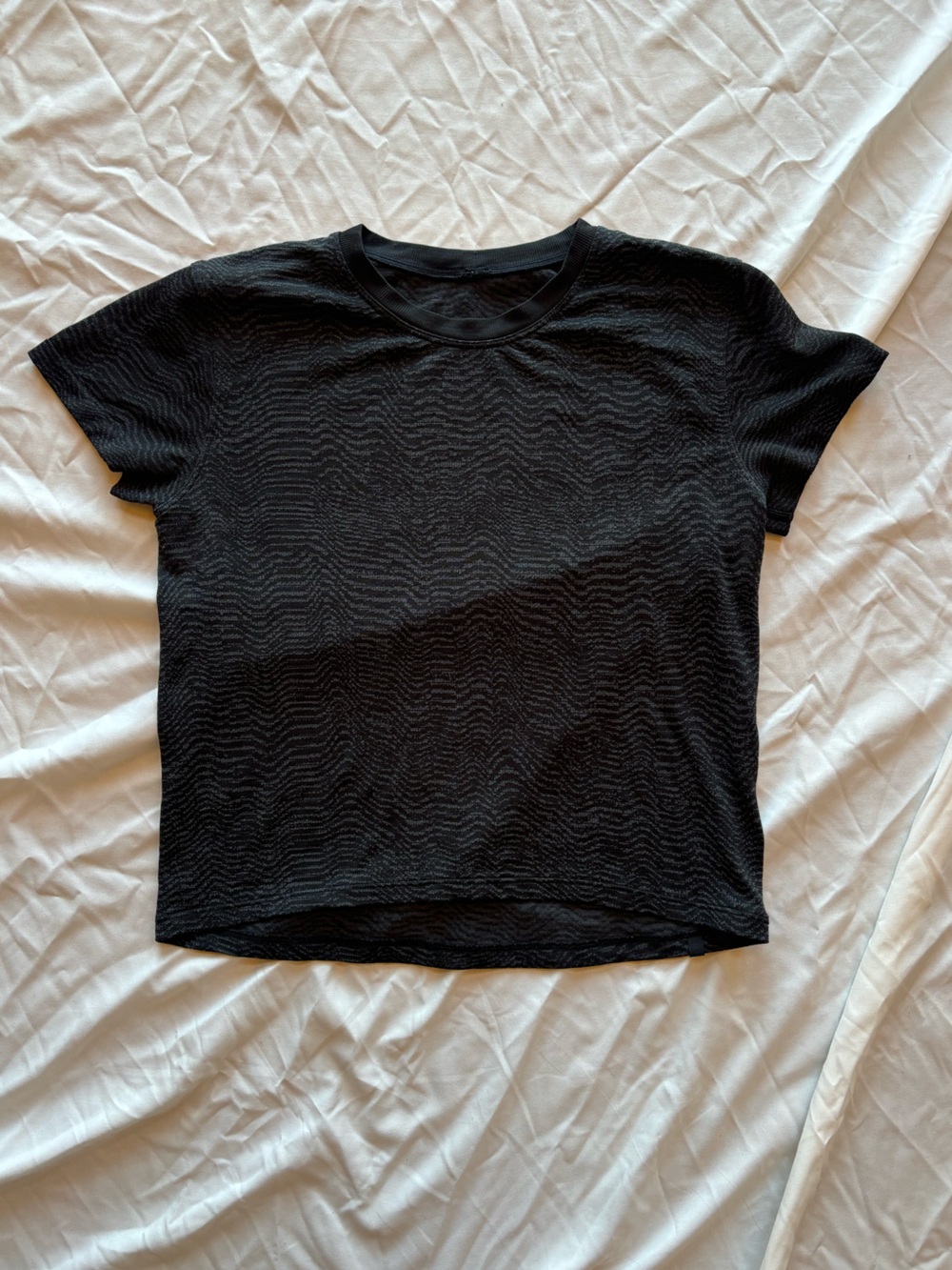 lululemon athletica Black Short Sleeve Cropped Athletic Top